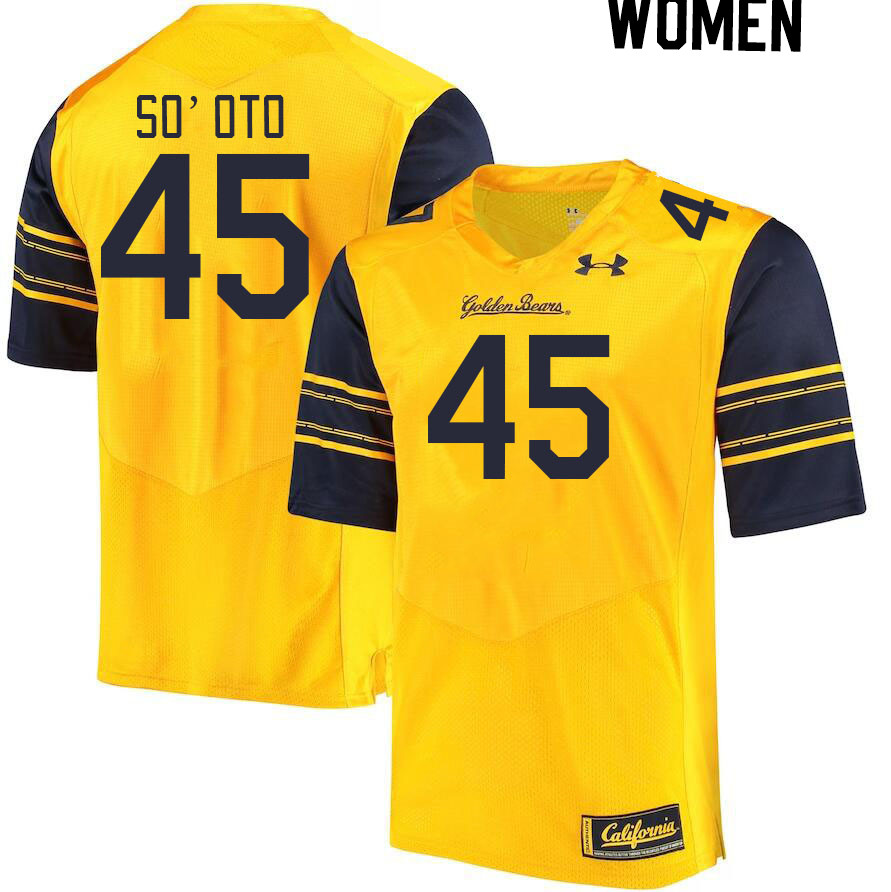 Women #45 McKyle So'oto California Golden Bears College Football Jerseys Stitched Sale-Gold